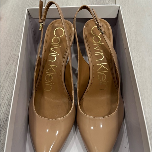 Calvin Klein Nude Slingback Heels - Picture 1 of 6